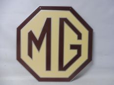 An MG octagonal double sided metal advertising sign manufactured by N.L. Cowling (Charlton) Ltd.