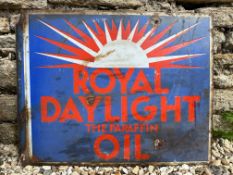 A Royal Daylight Oil double sided enamel sign with hanging flange, 22 x 18".