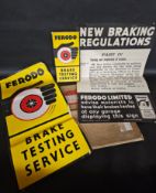 A Ferodo brake linings set of two posters, 15 x 29 3/4" and 20 x 30 1/4"and a small advertising