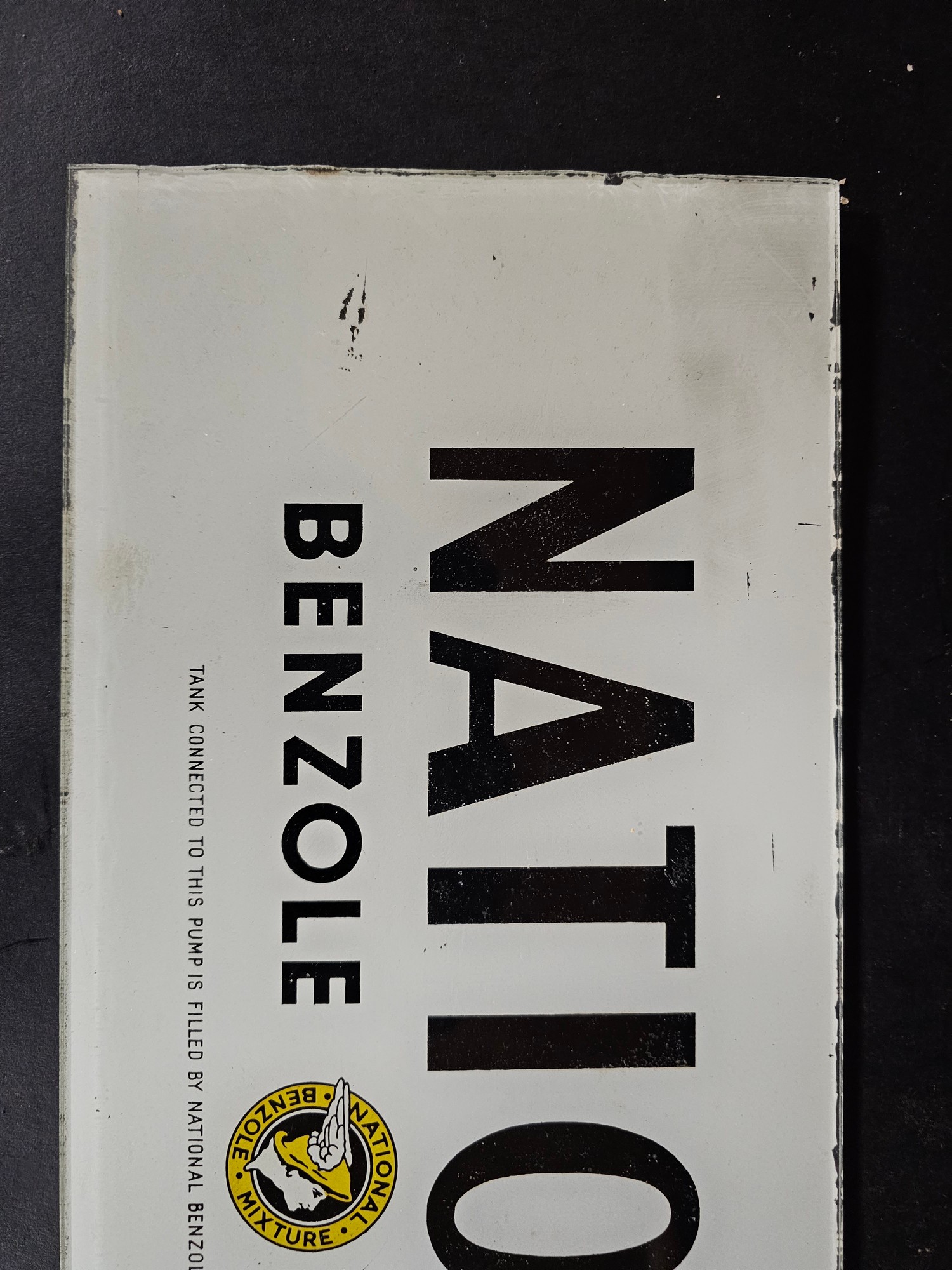 A National Benzole Mixture glass advertising insert from a petrol pump, 16 3/4 x 6 1.2". - Image 2 of 4