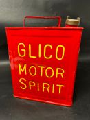 A Glico Motor Spirit two gallon petrol can, repainted with plain cap.