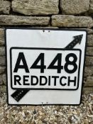 An A448 Redditch alloy road sign with directional arrow and reflective glass beads, 24 x 24".