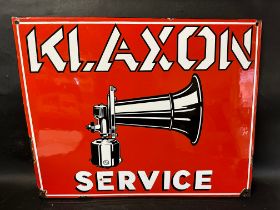 A Klaxon Service pictorial single sided enamel advertising sign with good gloss, stamped L'Emaillo-
