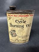A Vaccum Oil Company Cycle Burning Oil oval tin with stopper.