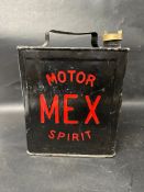 A Mex Motor Spirit two gallon petrol can with plain cap.