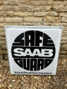 A Saab Safe Guard Vehicle Breakdown Insurance single sided square lightbox of acrylic panel in alloy
