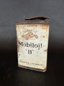 A square Mobiloil 'B' Vacuum oil tin, in original condition.
