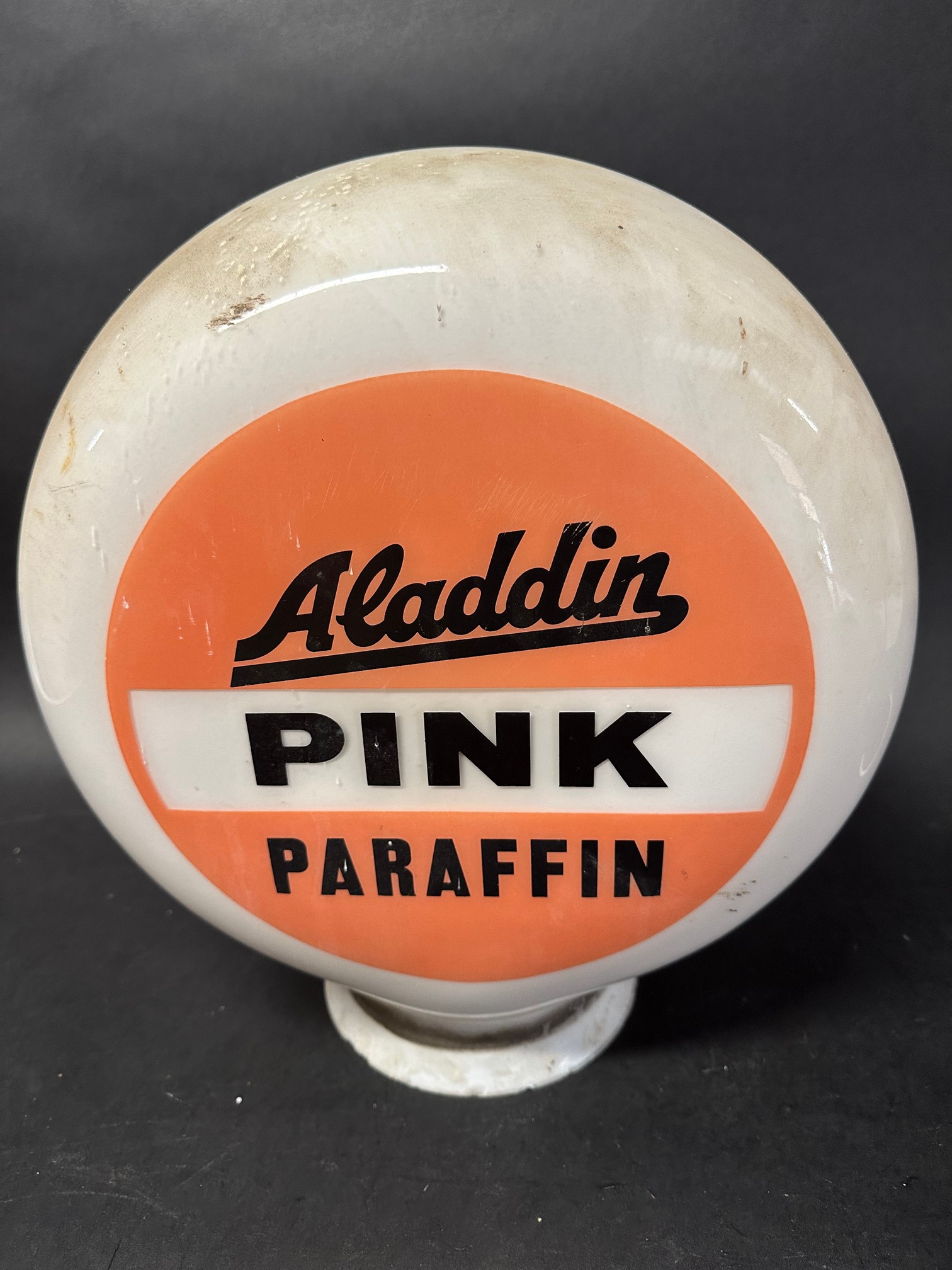 An 'Aladdin Pink Paraffin' pill-shaped fuel pump globe, faintly stamped Hailware to outside, - Image 7 of 8