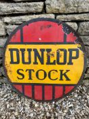A Dunlop Stock double sided enamel advertising sign, 24" diameter.