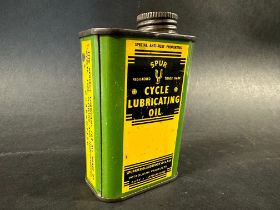 A Spur Cycle Lubricating Oil tin with integral spout.