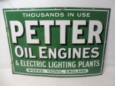A (Lister) Petter Oil Engines of Yeovil enamel advertising sign with some professional