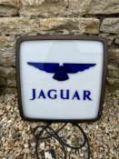 A Jaguar light-up advertising sign, some retouching to the Jaguar logo, 16 3/4 x 16 3/4, 6" depth.