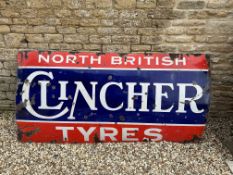 A Large Clincher North British Tyres enamel advertising sign. 96 1/4 x 48 1/4".
