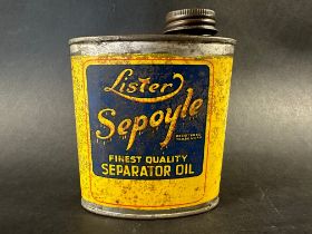 A Lister Sepoyle oval half pint tin.