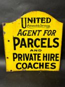 A United Automobile Services Ltd. Agent for Parcels and Private Hire Coaches double sided enamel