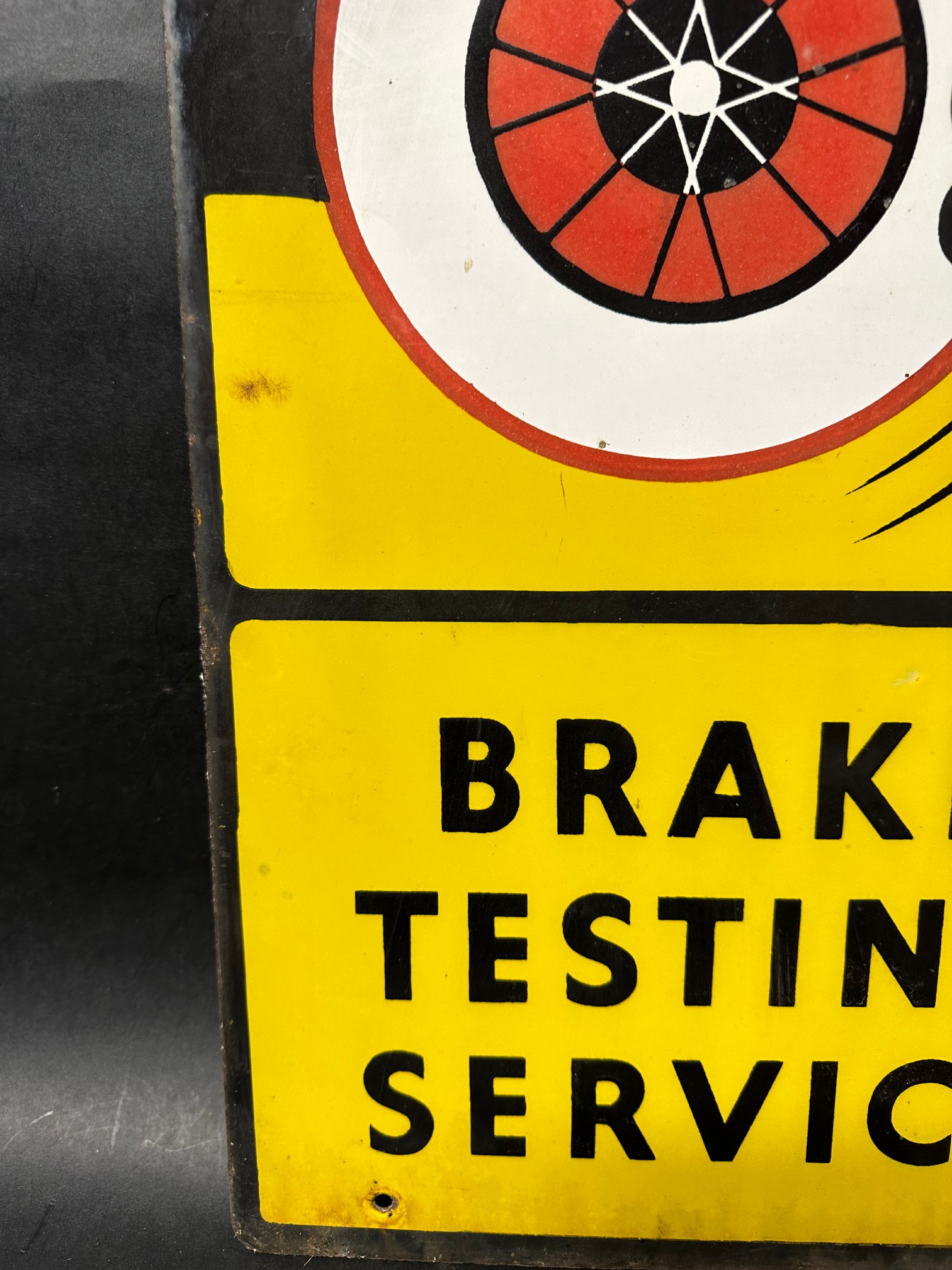 A Ferodo Brake Testing Service pictorial double sided enamel advertising sign depicting a hand - Image 6 of 10