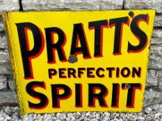 A Pratt's Perfection Spirit double sided enamel sign with hanging flange, by Protector of Eccles,