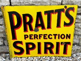 A Pratt's Perfection Spirit double sided enamel sign with hanging flange, by Protector of Eccles,