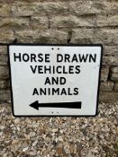 Horse Drawn Vehicles and Animals cast alloy road sign with directional arrow, 24 x 20".