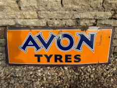 An enamel sign advertising Avon Tyres, 41 x 15".