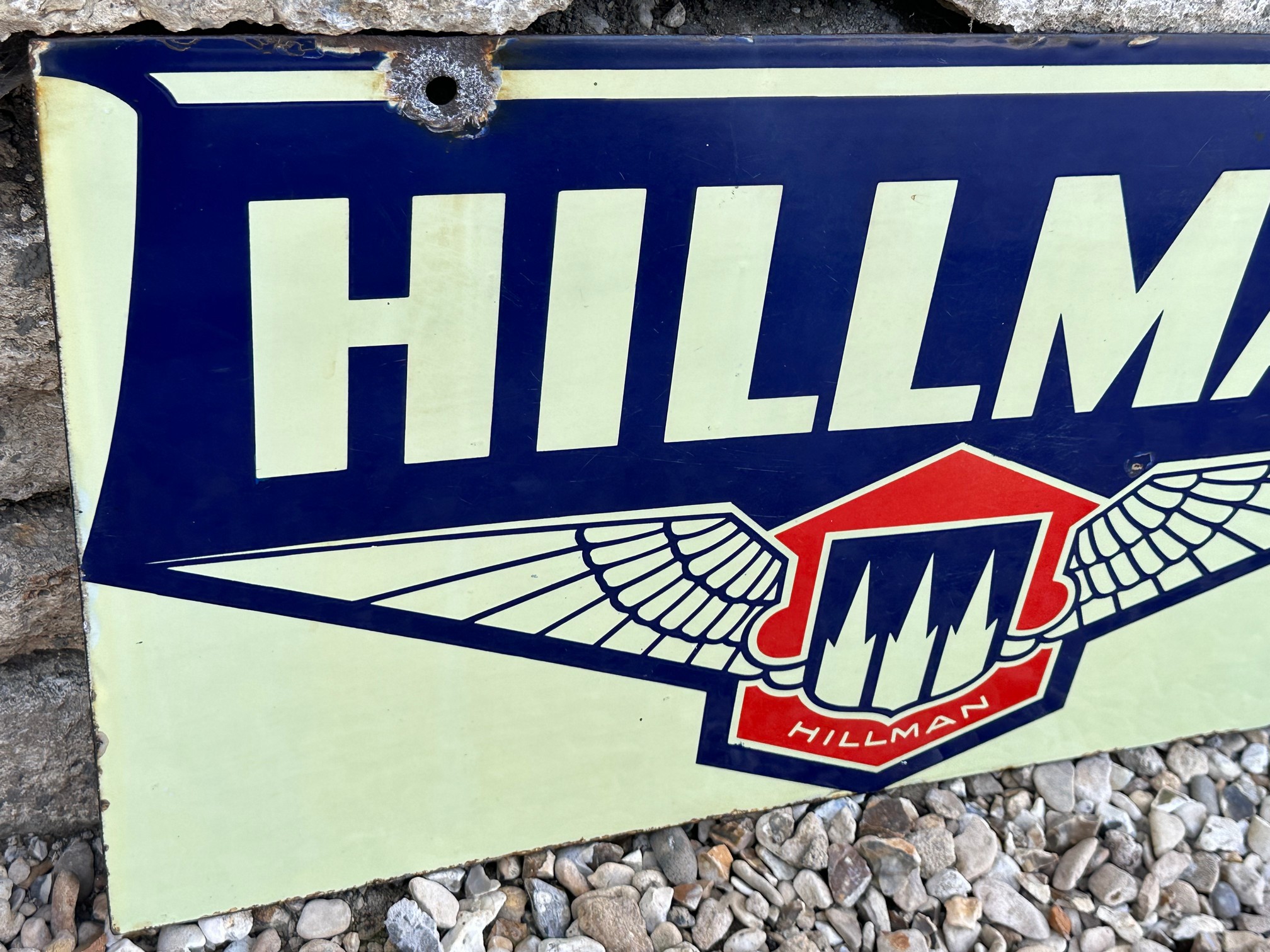A Hillman double sided enamel advertising sign by Franco signs, with hanging holes, excellent gloss, - Image 2 of 8