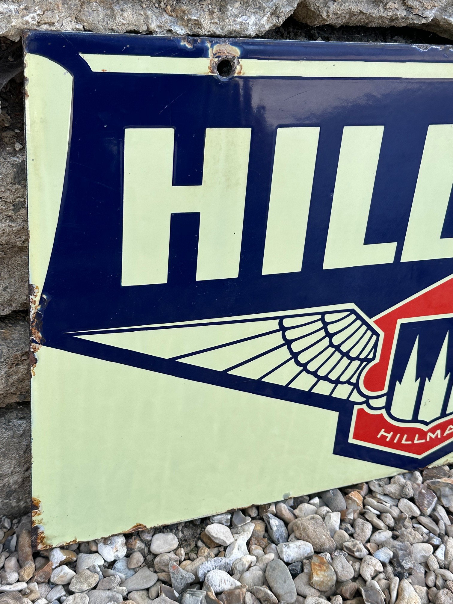 A Hillman double sided enamel advertising sign by Franco signs, with hanging holes, excellent gloss, - Image 6 of 8