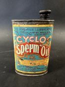 A rare Cyclo Sperm Oil lubricant for cycles etc., John S. Morris & Son of Saltford, Manchester