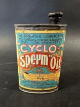 A rare Cyclo Sperm Oil lubricant for cycles etc., John S. Morris & Son of Saltford, Manchester