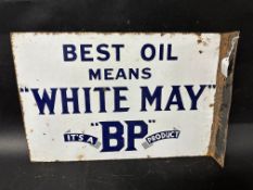 A 'Best Oil Means "White May" product of BP' double sided enamel advertising sign with hanging