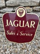 A Jaguar Sales and Service single sided enamel advertising sign of good colour, 18.5 x 19 3/4".