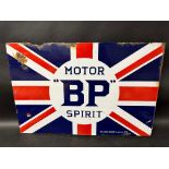 A BP Motor Spirit Union Jack double sided enamel advertising sign by Franco Signs, London with