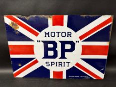 A BP Motor Spirit Union Jack double sided enamel advertising sign by Franco Signs, London with