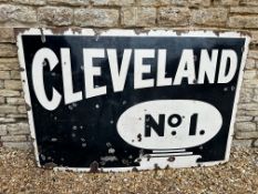 A large Cleveland No. 1 enamel advertising sign depicting a petrol pump globe, 72 x 48".