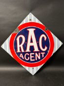 An early RAC Agent Double sided enamel sign by Bruton Palmers Green, 25 1/4" x 25 1/4".