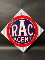 An early RAC Agent Double sided enamel sign by Bruton Palmers Green, 25 1/4" x 25 1/4".
