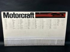 A Motorcraft point of sale sign for belts, 35 1/2" x 19 3/4"