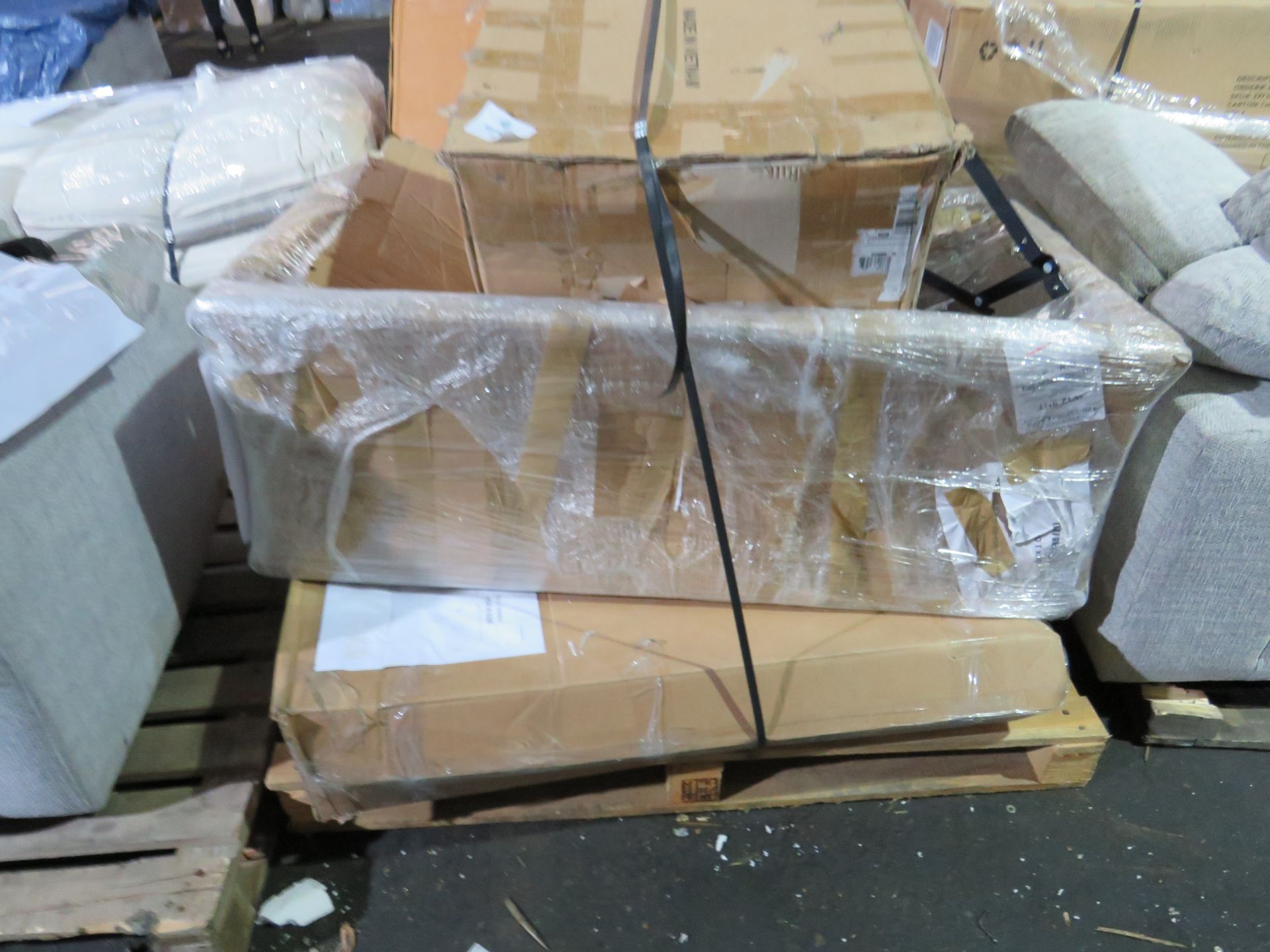 Pallet of unmanifested and unchecked furniture parts. - Image 2 of 2