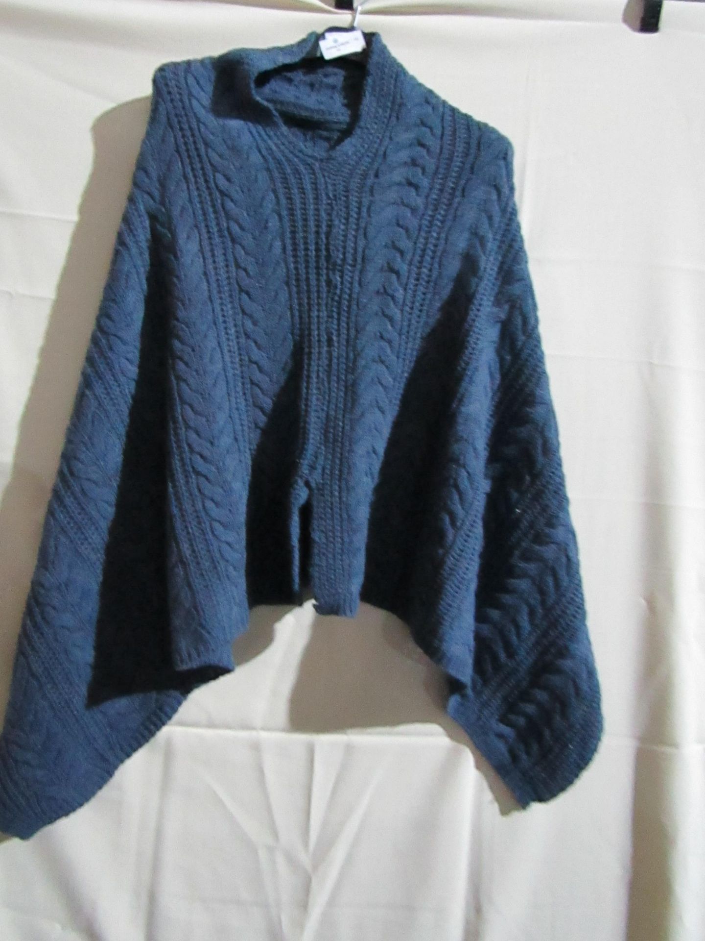 Knitted Poncho Airforce Blue One Size New No Tags