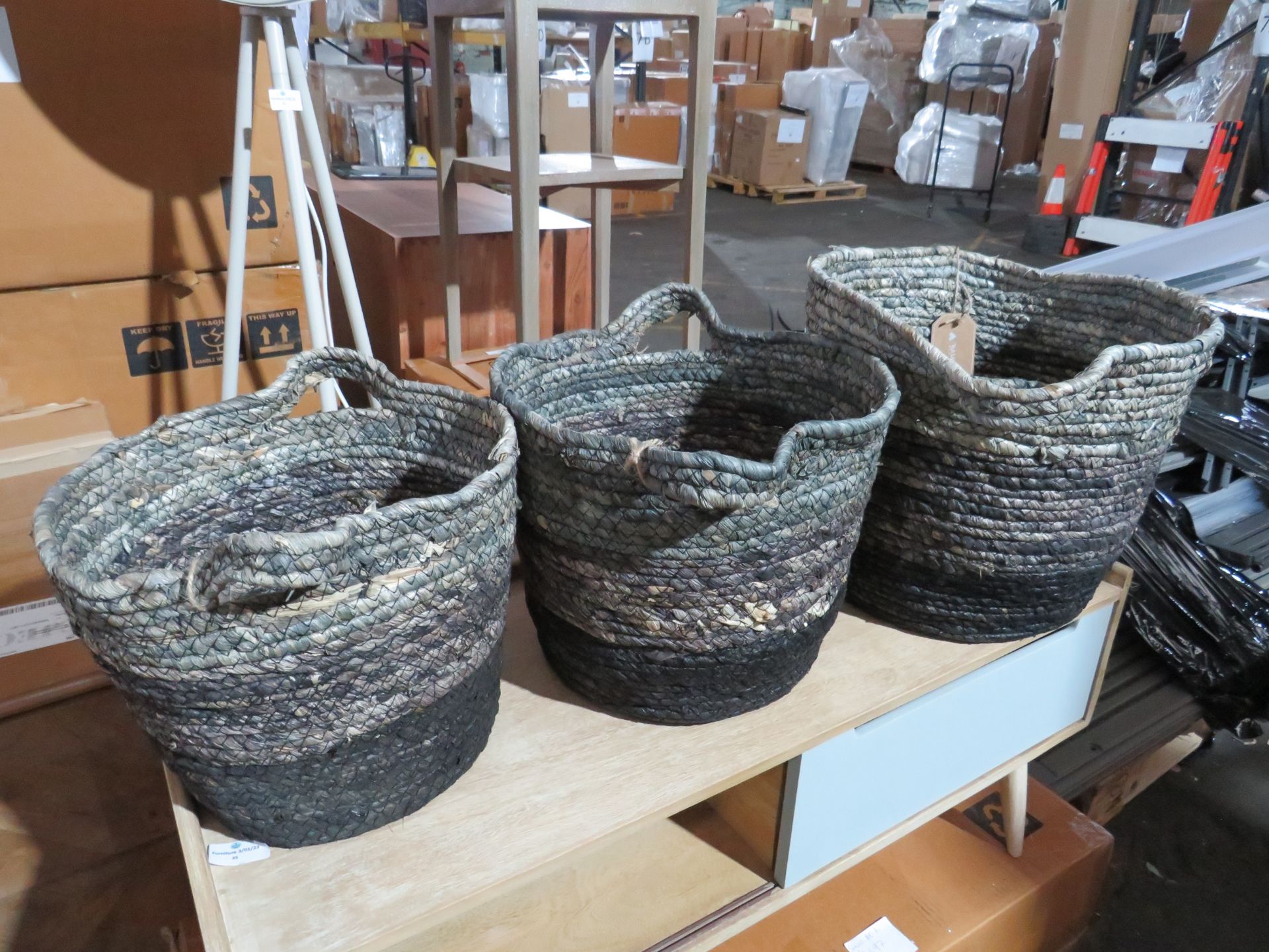 Cox & Cox Black Ombre Storage Baskets RRP Â£95.00 Crafted from cornleaf for a natural, lightweight