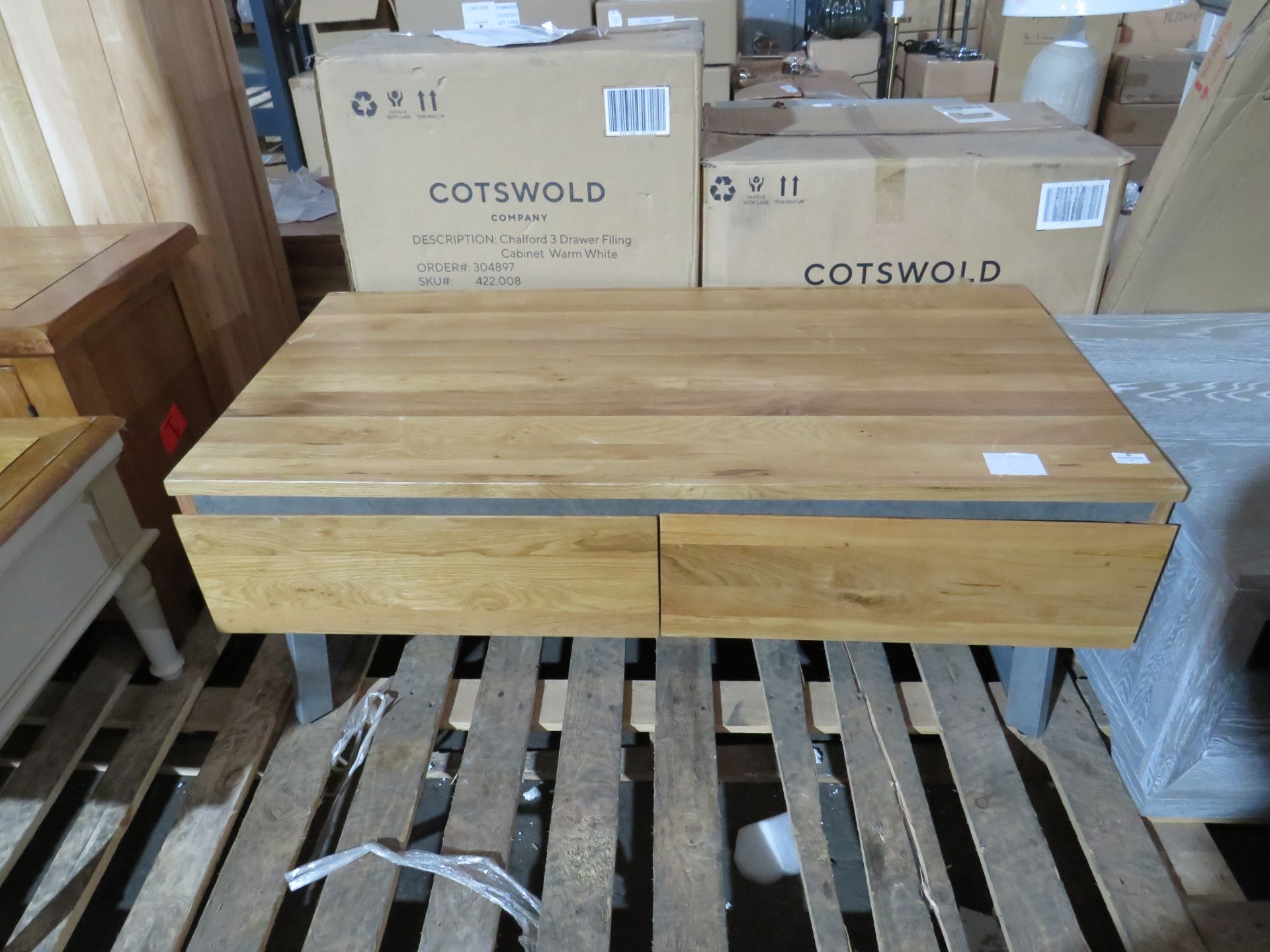 Oak Furnitureland Boston Natural Solid Oak And Metal Coffee Table RRP Â£274.99 The items in this lot