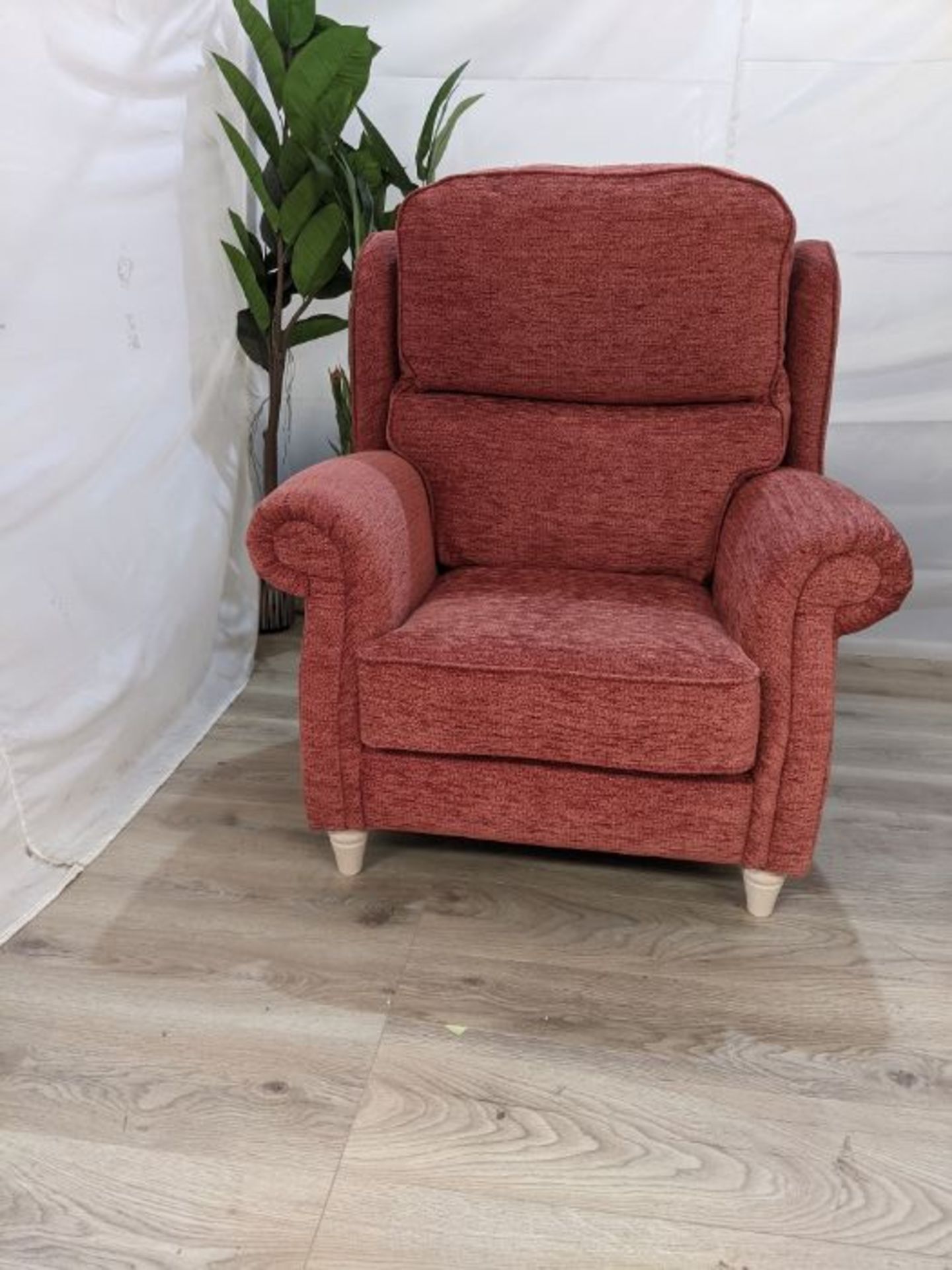 HSL Burrows Armchair Boucle Rose Teak Classic Legged Petite Chair RRP 1220 SKU HSL-AP-FT0102974487A - Image 2 of 2