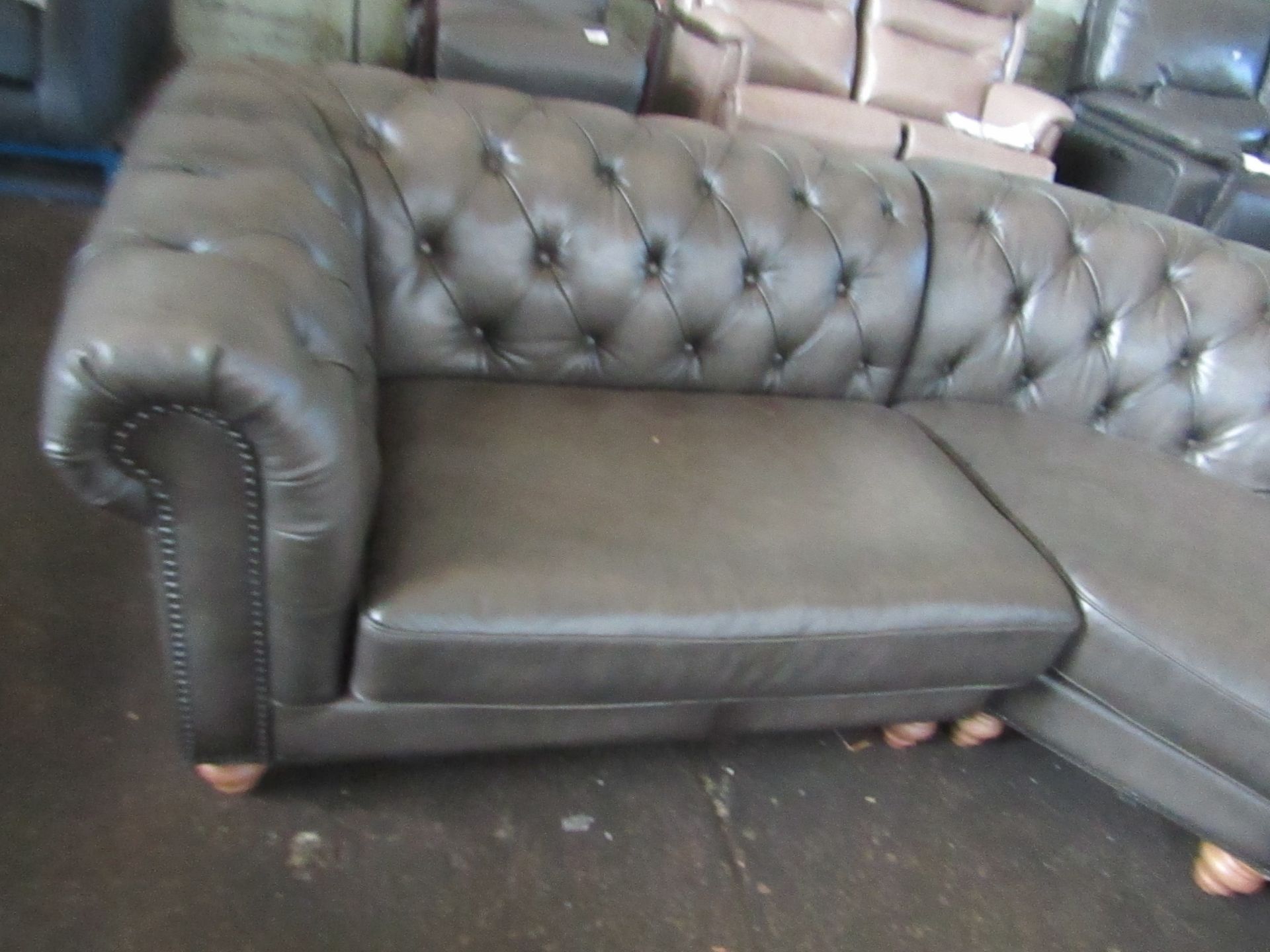 Allington Grey Leather Chesterfield Corner Sofa - Looks In Good Condition, May Contain Slight - Image 3 of 5