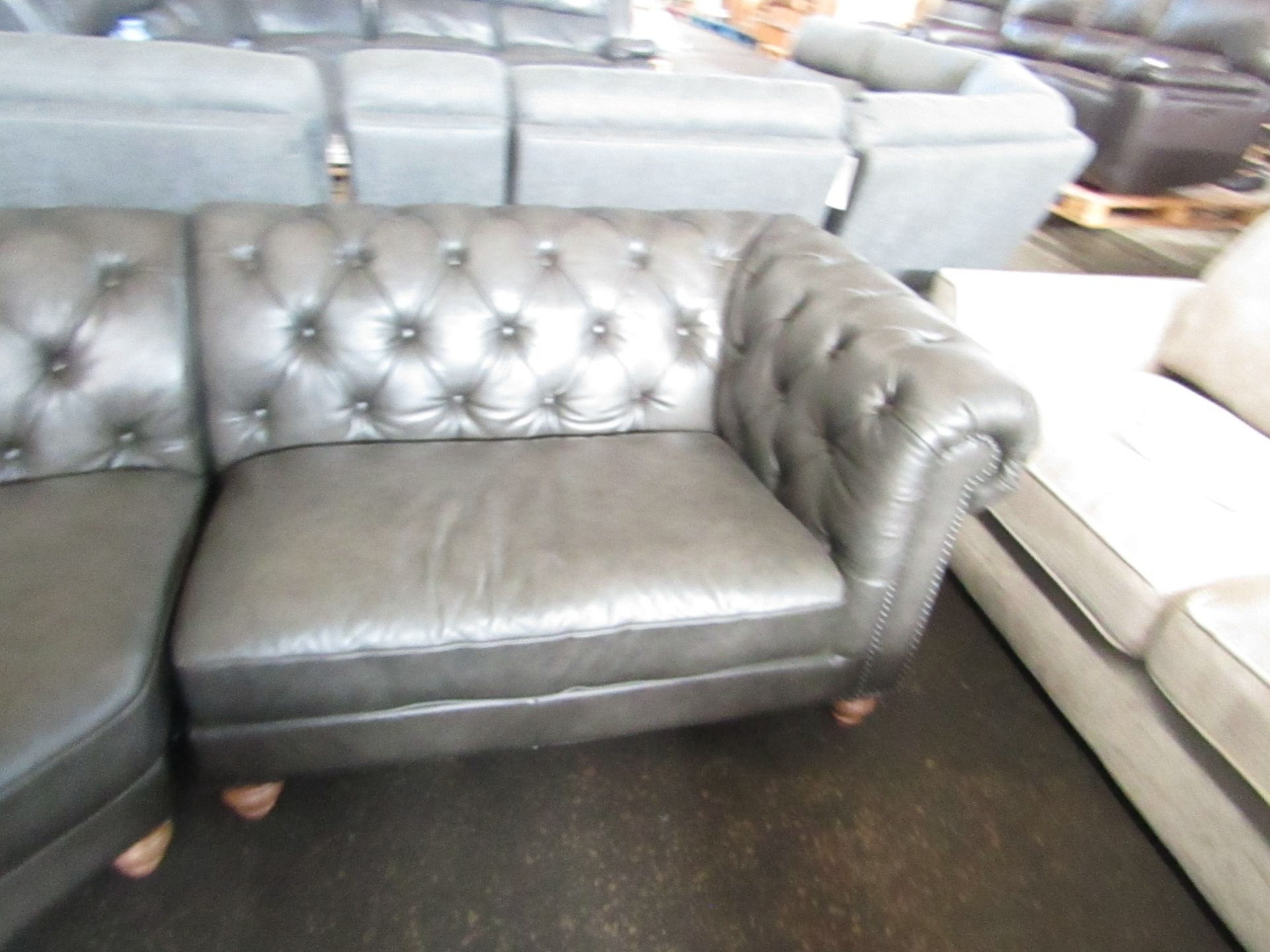 Allington Grey Leather Chesterfield Corner Sofa - Looks In Good Condition, May Contain Slight - Image 5 of 5