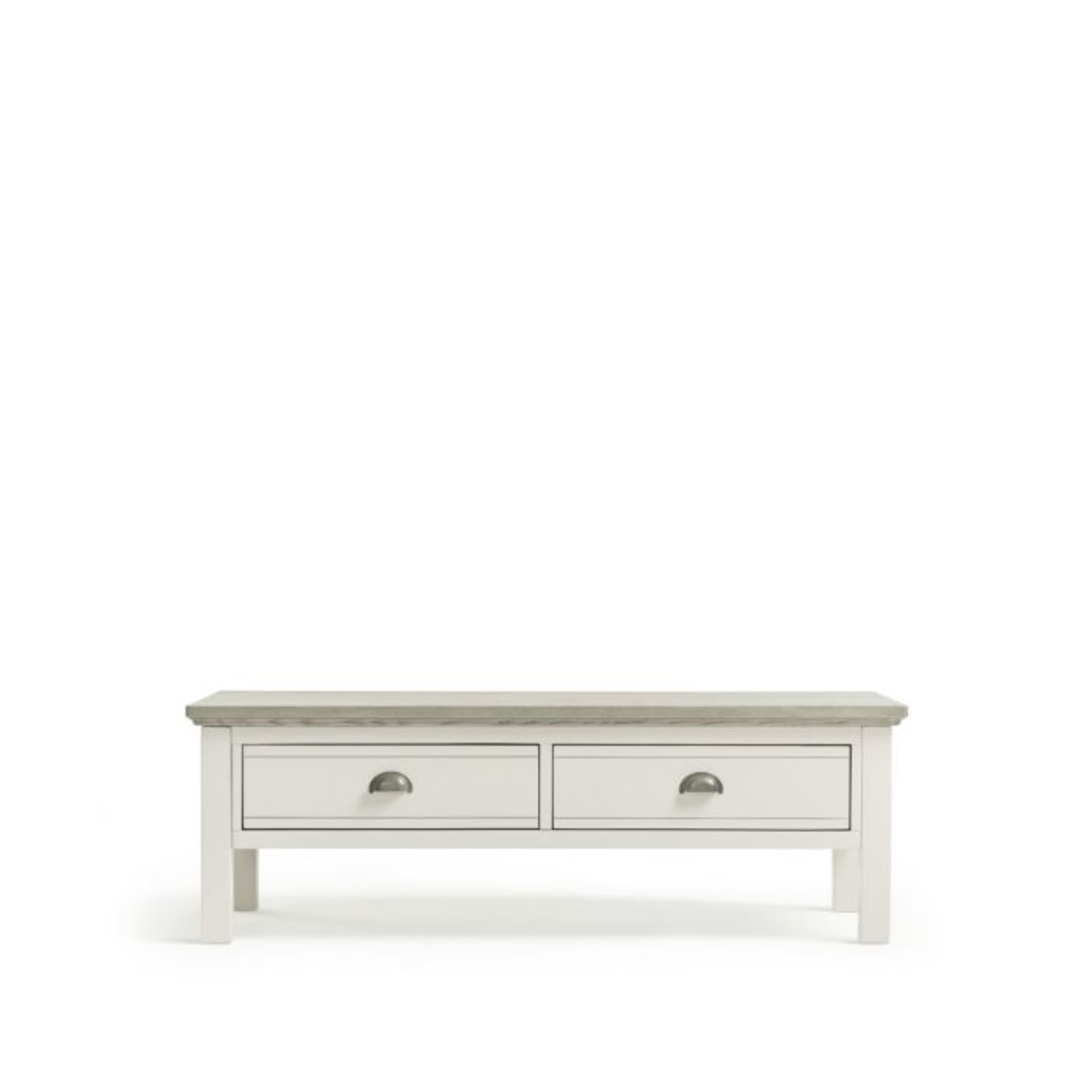 Oak Furnitureland Brompton Painted Acacia And Ash Top 2 Drawer Coffee Table Solid Hardwood RRP ? - Image 4 of 7