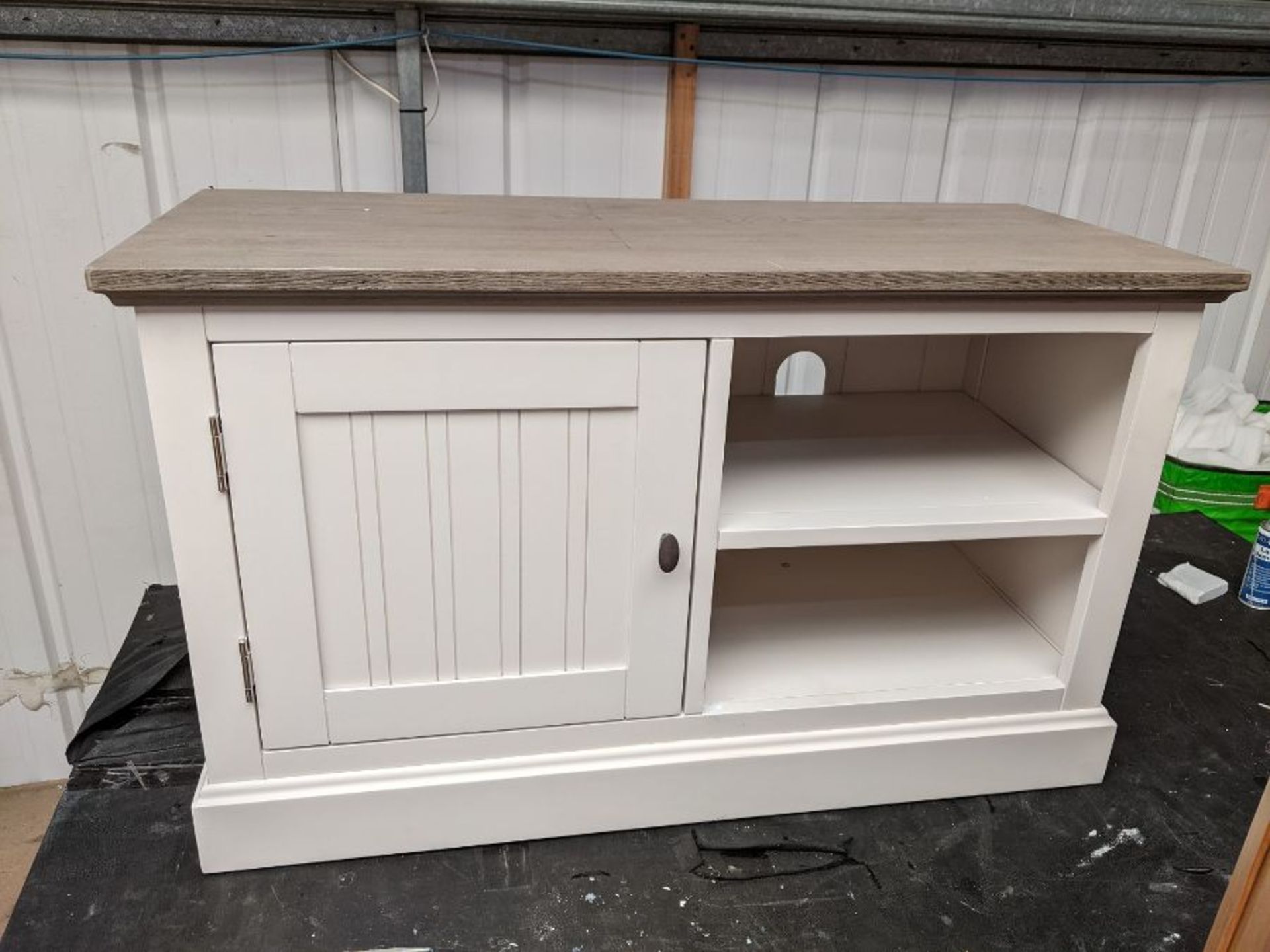 Oak Furnitureland Brompton Painted Acacia And Ash Top Small Tv Unit Solid Hardwood RRP ?299.99 Oak - Image 5 of 10