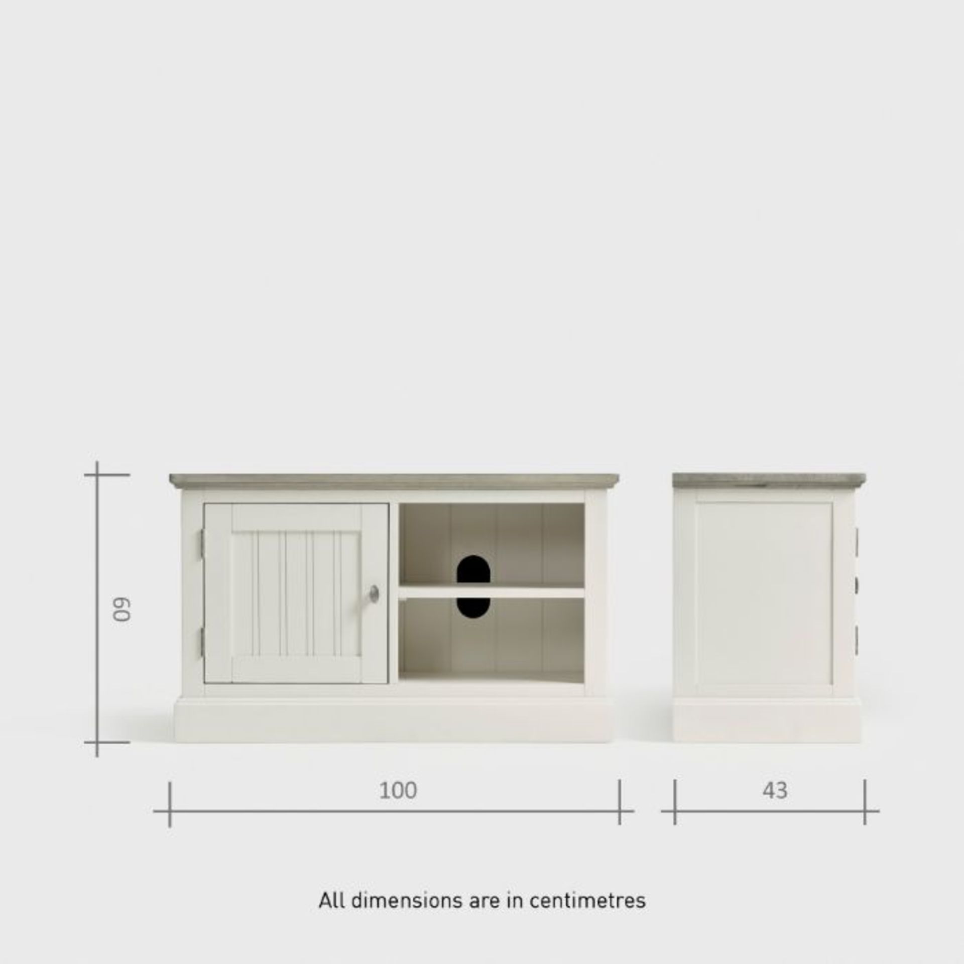 Oak Furnitureland Brompton Painted Acacia And Ash Top Small Tv Unit Solid Hardwood RRP ?299.99 Oak - Image 10 of 10