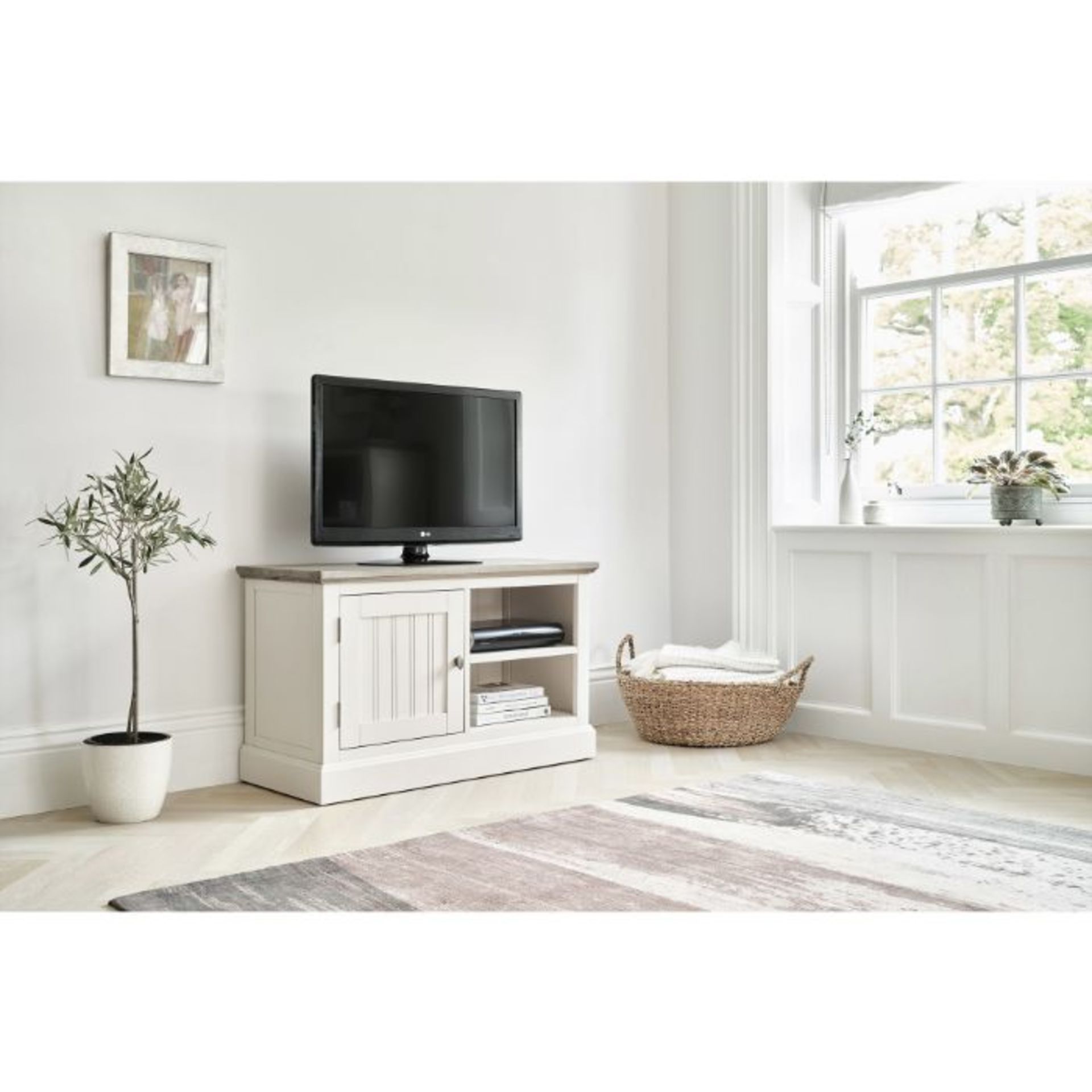 Oak Furnitureland Brompton Painted Acacia And Ash Top Small Tv Unit Solid Hardwood RRP ?299.99 Oak