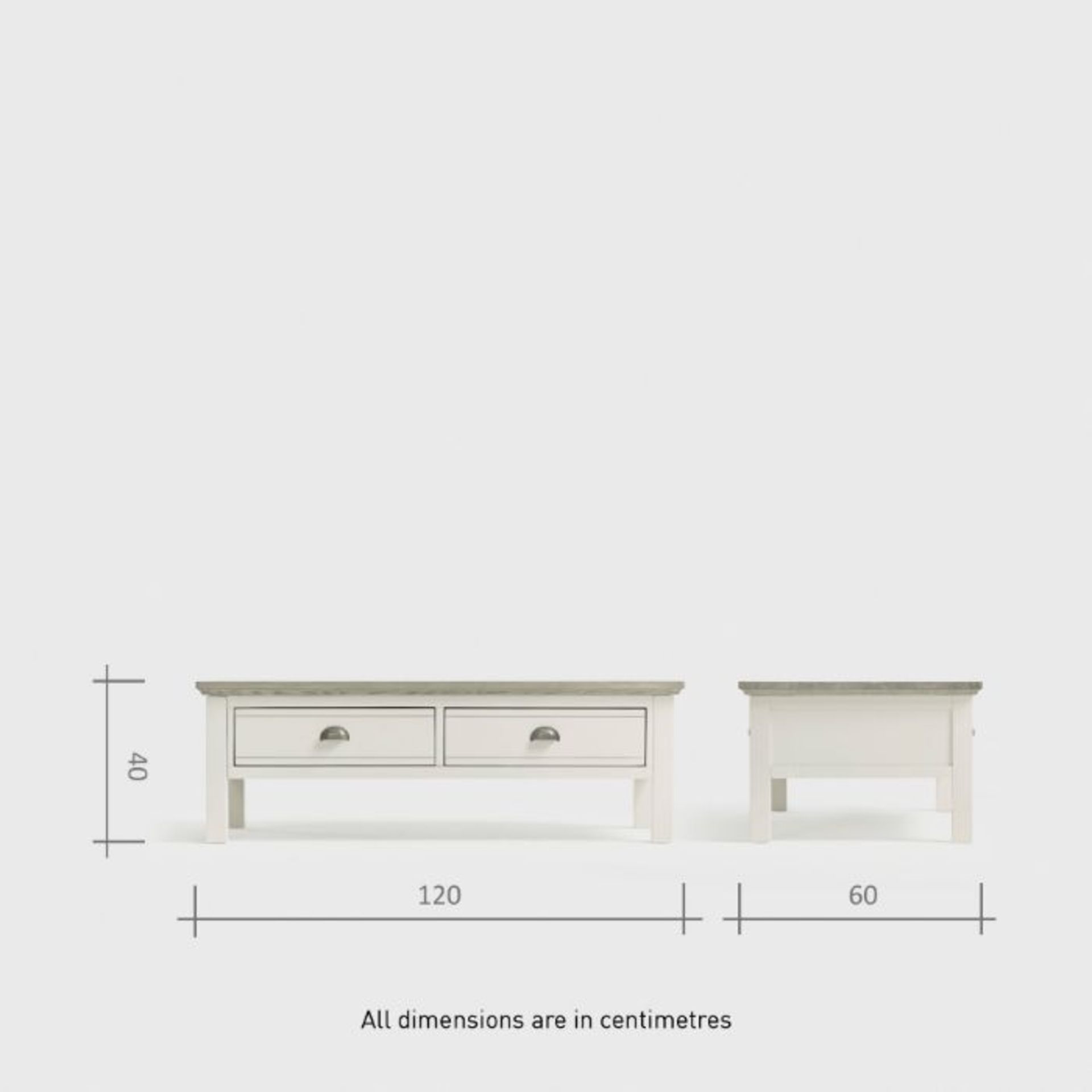 Oak Furnitureland Brompton Painted Acacia And Ash Top 2 Drawer Coffee Table Solid Hardwood RRP ? - Image 7 of 7