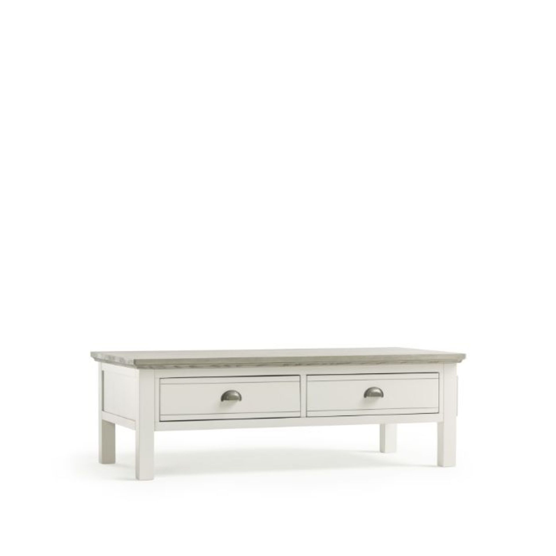 Oak Furnitureland Brompton Painted Acacia And Ash Top 2 Drawer Coffee Table Solid Hardwood RRP ? - Image 3 of 7