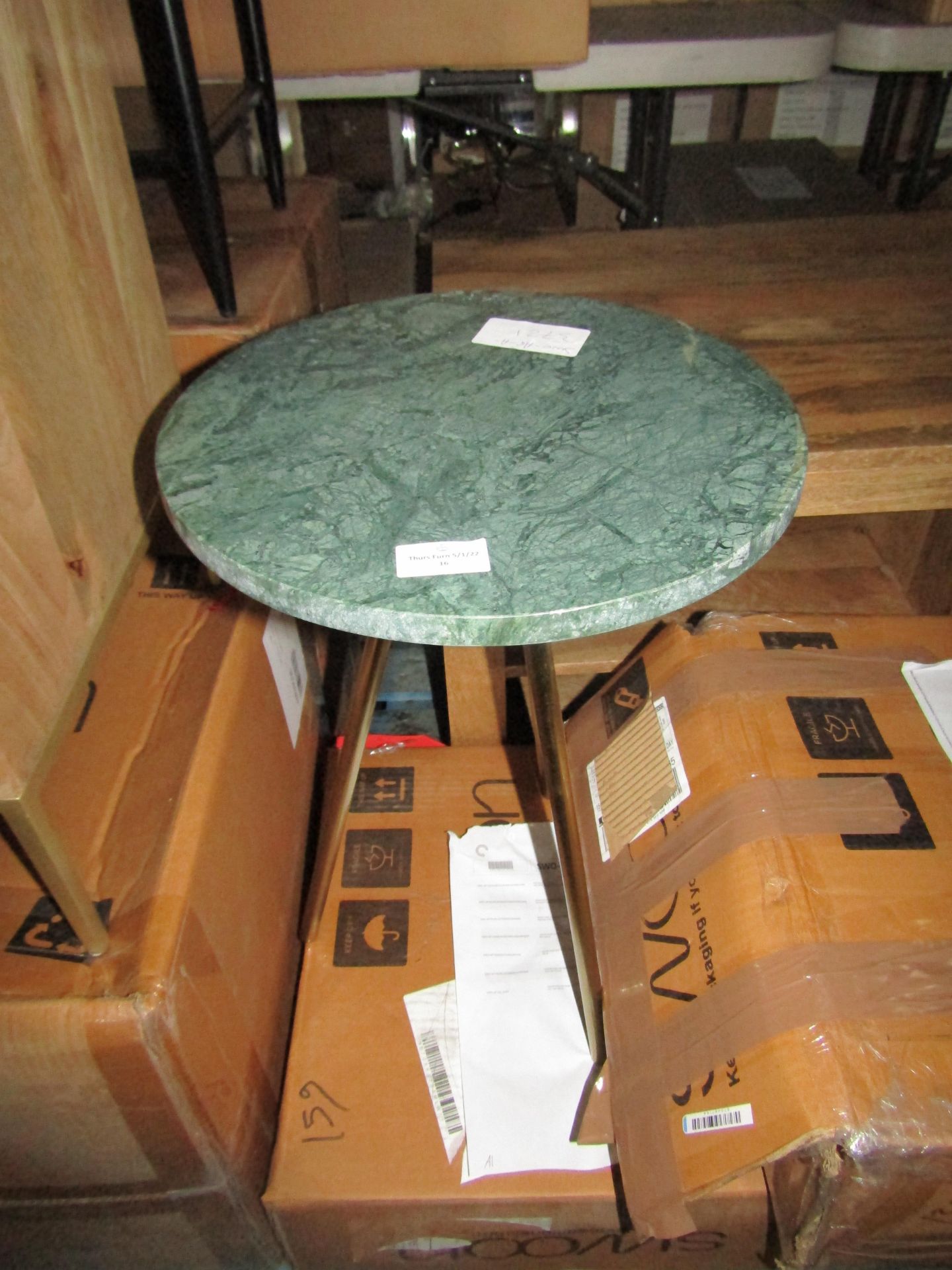 Swoon Pearl Side Table in Green Marble & Brass RRP Â£149.00 SKU SWO-AP-pearlsidtabgreenmarb PID